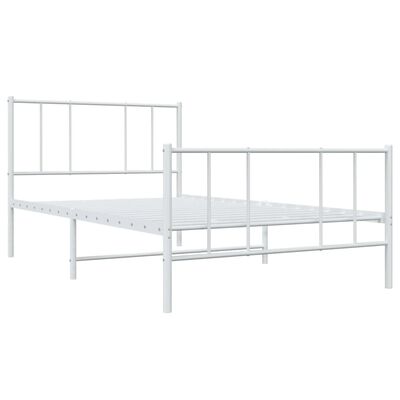 vidaXL Metal Bed Frame without Mattress with Footboard White 39.4"x74.8"