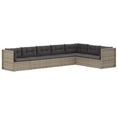 vidaXL 7 Piece Patio Lounge Set with Cushions Gray Poly Rattan