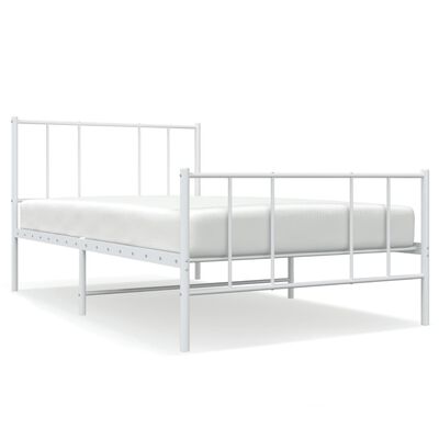 vidaXL Metal Bed Frame without Mattress with Footboard White 39.4"x74.8"