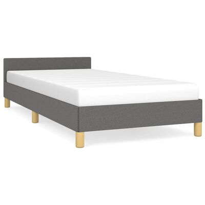 vidaXL Bed Frame with Headboard Dark Gray 39.4"x79.9" Twin XL Fabric