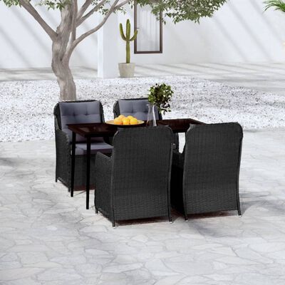 vidaXL 5 Piece Patio Dining Set Black