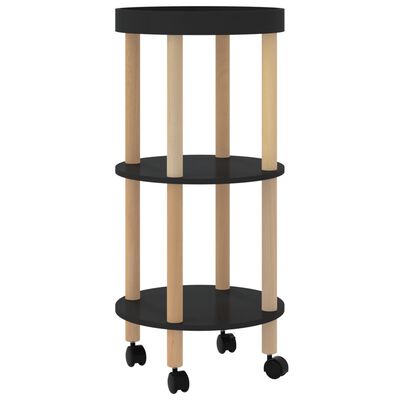 vidaXL 3-tier Trolley Black 15"x15"x32.3" Engineered Wood&Solid Wood Pine