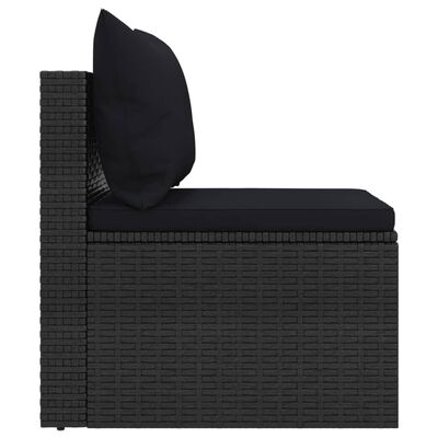 vidaXL 4 Piece Patio Sofa Set with Cushions Black Poly Rattan