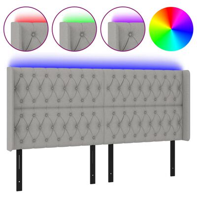 vidaXL LED Headboard Light Gray 72"x6.3"x46.5"/50.4" Fabric