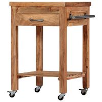 vidaXL Kitchen Trolley 22.8"x22.8"x35" Solid Wood Acacia