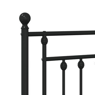 vidaXL Metal Bed Frame without Mattress with Footboard Black 39.4"x74.8"