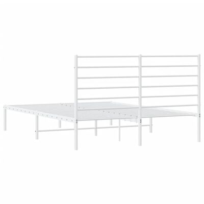 vidaXL Metal Bed Frame without Mattress with Headboard White 59.1"x78.7"