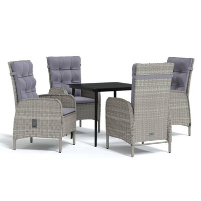 vidaXL 5 Piece Patio Dining Set with Cushions Gray and Black