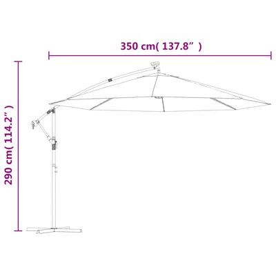 vidaXL Cantilever Garden Parasol with LED Lights and Metal Pole 137.8" Taupe