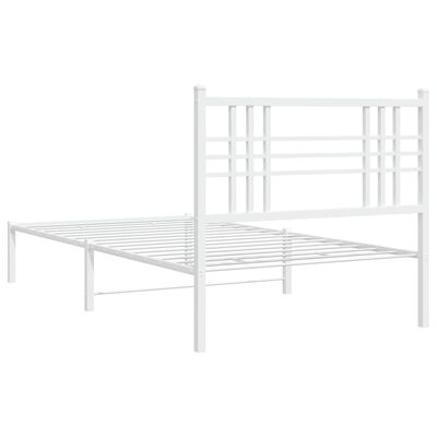 vidaXL Metal Bed Frame without Mattress with Headboard White 39.4"x78.7"