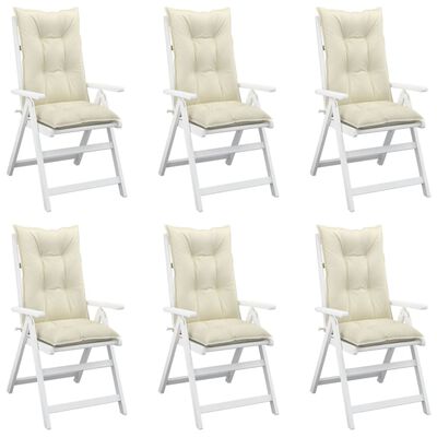 vidaXL Garden Highback Chair Cushions 6 pcs Cream 47.2"x19.7"x2.8" Fabric