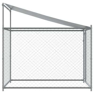 vidaXL Dog Cage with Roof and Door Gray 6.6'x6.6'x6.6' Galvanized Steel