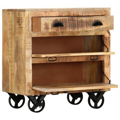 vidaXL Side Cabinet with Wheel 27.6"x15.7"x29.5" Solid Mango Wood