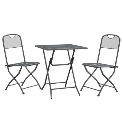 vidaXL 3 Piece Patio Dining Set Expanded Metal Mesh Anthracite