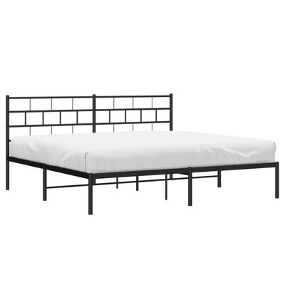 vidaXL Metal Bed Frame without Mattress with Headboard Black 72"x83.9"