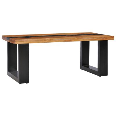 vidaXL Coffee Table 39.3"x19.6"x15.7" Solid Teak Wood and Polyresin