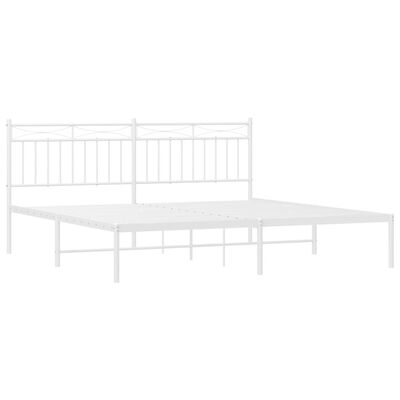 vidaXL Metal Bed Frame with Headboard White 72"x83.9" California King