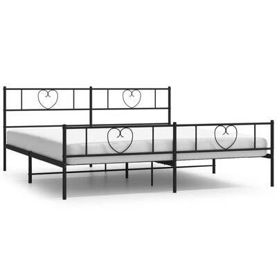 vidaXL Metal Bed Frame without Mattress with Footboard Black 76"x79.9"