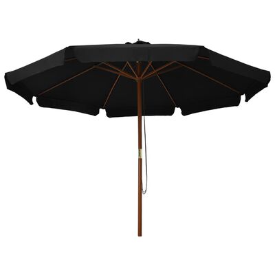 vidaXL Garden Parasol with Wooden Pole 129.9" Black