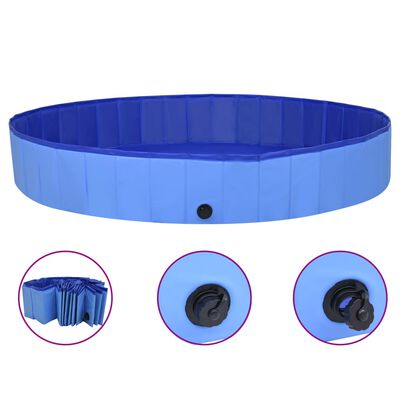 vidaXL Foldable Dog Swimming Pool Blue 78.7"x11.8" PVC