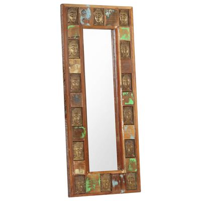 vidaXL Mirror with Buddha Cladding 19.7"x43.3" Solid Reclaimed Wood