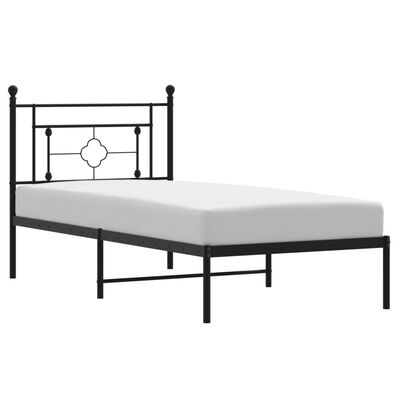 vidaXL Metal Bed Frame without Mattress with Headboard Black 39.4"x78.7"