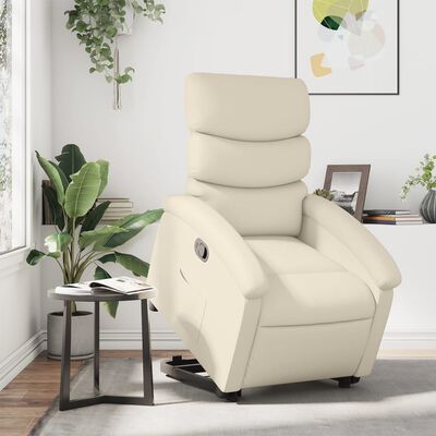 vidaXL Stand up Recliner Chair Cream Faux Leather