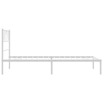 vidaXL Metal Bed Frame without Mattress with Headboard White 39.4"x74.8"