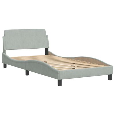 vidaXL Bed Frame without Mattress Light Gray 39.4"x74.8" Velvet