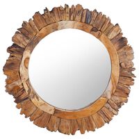 vidaXL Wall Mirror 23.6" Teak Round