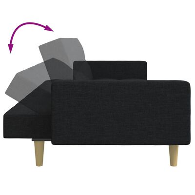 vidaXL 2-Seater Sofa Bed with Footstool Black Fabric