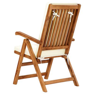 vidaXL Reclining Patio Chairs with Cushions 2 pcs Solid Teak Wood Cream