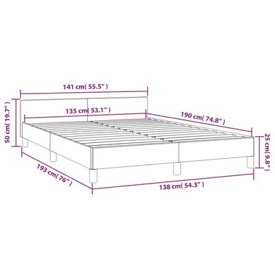 vidaXL Bed Frame with Headboard Light Gray 53.9"x74.8" Full Fabric