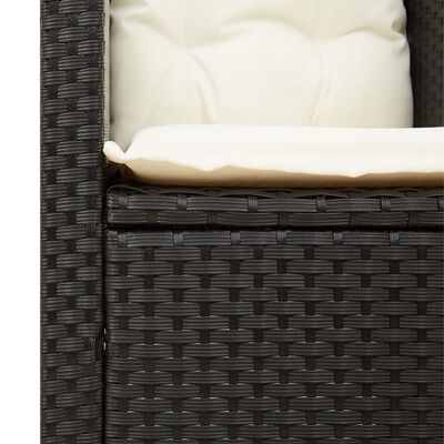 vidaXL 3 Piece Bistro Set with Cushions Black Poly Rattan Acacia Wood