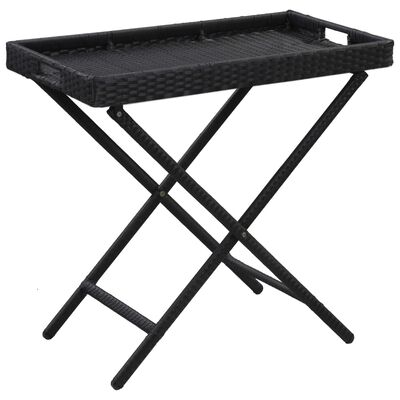 vidaXL Folding Table Black 31.5"x17.7"x29.5" Poly Rattan