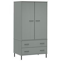 vidaXL Wardrobe with Metal Legs Gray 35.4"x21.7"x67.9" Solid Wood OSLO