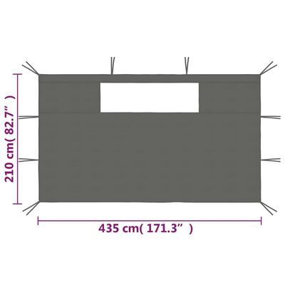 vidaXL Gazebo Sidewalls with Windows 2 pcs Anthracite