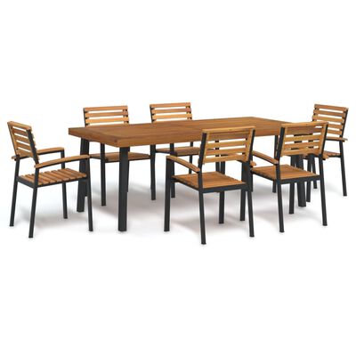 vidaXL 7 Piece Patio Dining Set Solid Wood Acacia and Metal