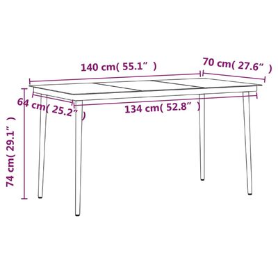 vidaXL 7 Piece Patio Dining Set with Cushions Black