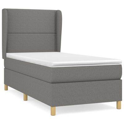 vidaXL Box Spring Bed with Mattress Dark Gray Twin Fabric