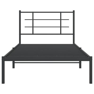 vidaXL Metal Bed Frame without Mattress with Headboard Black 39.4"x78.7"