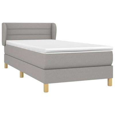 vidaXL Box Spring Bed with Mattress Light Gray Twin Fabric