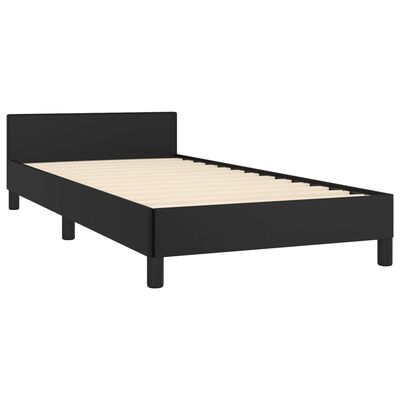 vidaXL Bed Frame with Headboard Black 39.4"x79.9" Twin XL Faux Leather