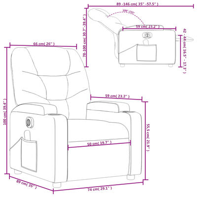 vidaXL Electric Massage Recliner Chair Cream Faux Leather