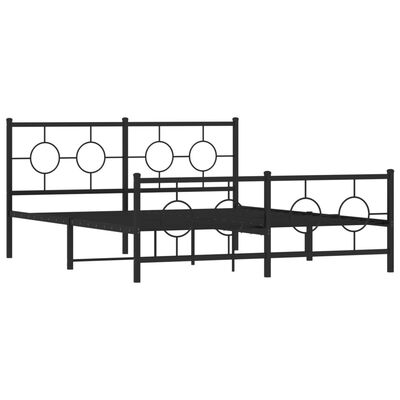 vidaXL Metal Bed Frame without Mattress with Footboard Black 59.1"x78.7"