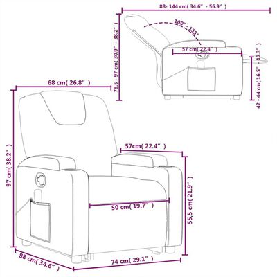 vidaXL Stand up Massage Recliner Chair Light Gray Fabric