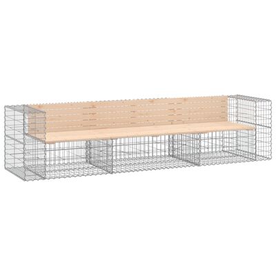 vidaXL Patio Bench Gabion Design 113"x28"x25.8" Solid Wood Pine