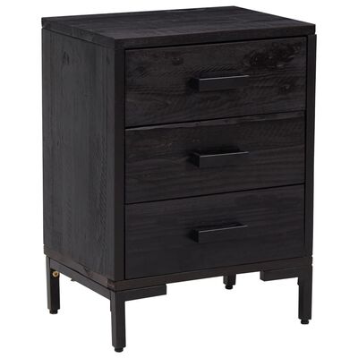 vidaXL Bedside Cabinet Black 15.7"x11.8"x21.7" Solid Wood Pine