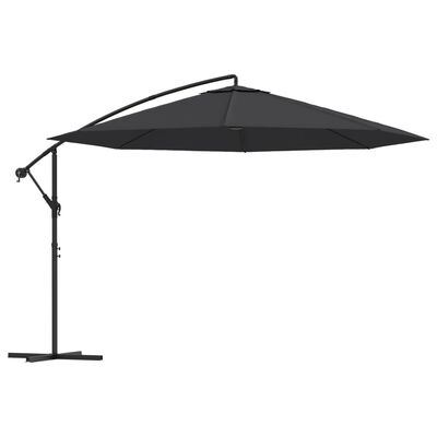 vidaXL Cantilever Garden Parasol with Aluminum Pole 137.8" Black