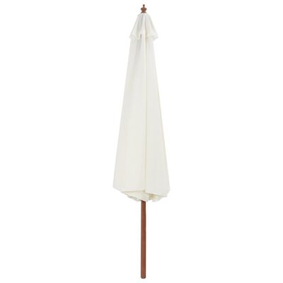 vidaXL Garden Parasol with Wooden Pole 137.8" Sand White